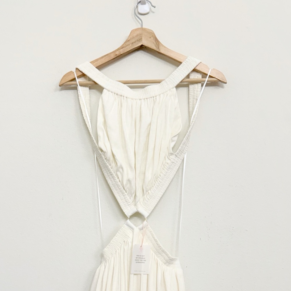 NWT Cult Gaia Theia Halter Backless Linen Blend MIDI Dress in Off- White Size M - Picture 11 of 16